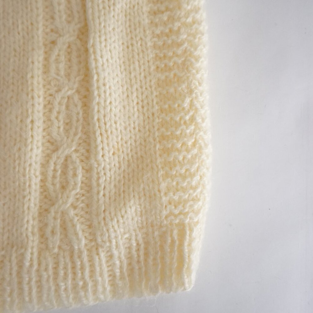 Handmade Cream Cable Braided Knit Fisherman Sweater Vest M - Picture 5 of 8